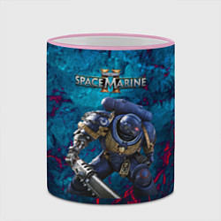 Кружка 3D Warhammer 40000 space marine 2 ультрамарин, цвет: 3D-розовый кант — фото 2
