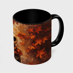 Кружка 3D Тыквенный Джек в кепке, цвет: 3D-белый + черный