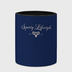 Кружка 3D Sporty lifestyle синий фон для тенниса, цвет: 3D-белый + черный — фото 2