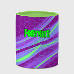 Кружка 3D Fortnite game neon hexagon, цвет: 3D-белый + светло-зеленый — фото 2