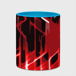 Кружка 3D Abstract red stripes on a black background, цвет: 3D-белый + небесно-голубой — фото 2