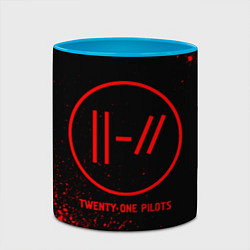 Кружка 3D Twenty One Pilots - red gradient, цвет: 3D-белый + небесно-голубой — фото 2