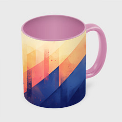 Кружка 3D Abstract art - geometric shapes, цвет: 3D-белый + розовый