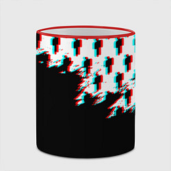 Кружка 3D Billie Eilish pattern glitch, цвет: 3D-красный кант — фото 2