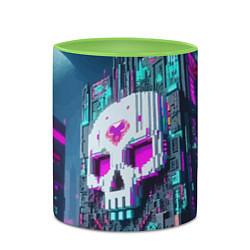 Кружка 3D Skull Minecraft - ai art fantasy, цвет: 3D-белый + светло-зеленый — фото 2