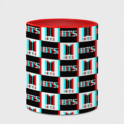 Кружка 3D BTS glitch pattern, цвет: 3D-белый + красный — фото 2