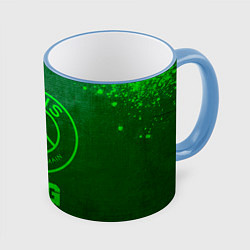 Кружка 3D PSG - green gradient, цвет: 3D-небесно-голубой кант