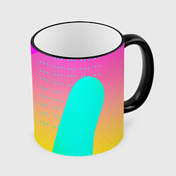 Кружка 3D Неоновая геометрия градиент, цвет: 3D-черный кант