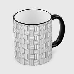 Кружка 3D Геометрический узор из черных линий, цвет: 3D-черный кант