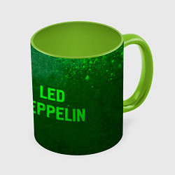 Кружка 3D Led Zeppelin - green gradient по-горизонтали, цвет: 3D-белый + светло-зеленый