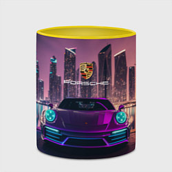 Кружка 3D Porshe big city, цвет: 3D-белый + желтый — фото 2