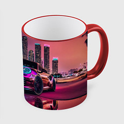 Кружка 3D Porshe night city, цвет: 3D-красный кант