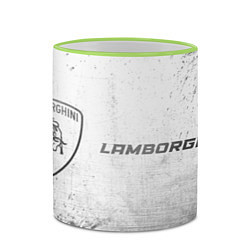 Кружка 3D Lamborghini - white gradient по-горизонтали, цвет: 3D-светло-зеленый кант — фото 2
