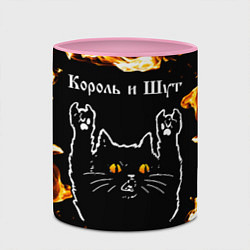 Кружка 3D Король и Шут рок кот и огонь, цвет: 3D-белый + розовый — фото 2