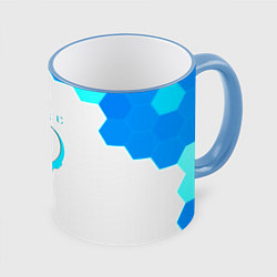 Кружка 3D Квейк соты, цвет: 3D-небесно-голубой кант