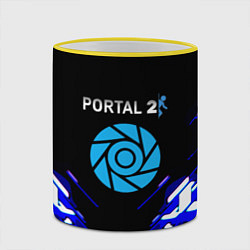 Кружка 3D Portal 2 неоновая текстура, цвет: 3D-желтый кант — фото 2