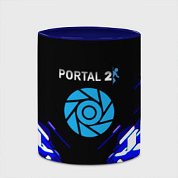 Кружка 3D Portal 2 неоновая текстура, цвет: 3D-белый + синий — фото 2