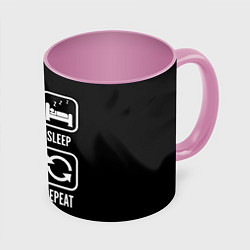 Кружка 3D Eat, sleep, Deadlock, repeat, цвет: 3D-белый + розовый