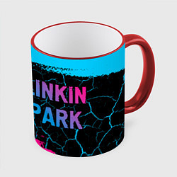 Кружка 3D Linkin Park 2024 - neon gradient по-горизонтали, цвет: 3D-красный кант