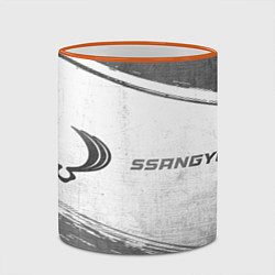Кружка 3D SsangYong - white gradient по-горизонтали, цвет: 3D-оранжевый кант — фото 2