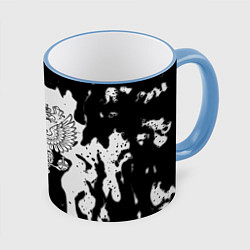 Кружка 3D Серый огонь герб, цвет: 3D-небесно-голубой кант
