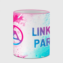 Кружка 3D Linkin Park 2024 neon gradient style по-горизонтал, цвет: 3D-розовый кант — фото 2