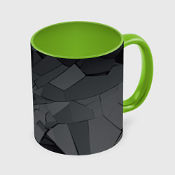 Кружка 3D Трещины, цвет: 3D-белый + светло-зеленый