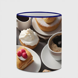 Кружка 3D Кофе и пирожные, цвет: 3D-синий кант — фото 2