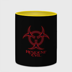 Кружка 3D Resident evil biohazard logo, цвет: 3D-белый + желтый — фото 2