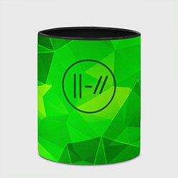 Кружка 3D Twenty One Pilots green poly, цвет: 3D-белый + черный — фото 2