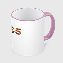 Кружка 3D Надпись новогодняя 2025 из пряников, цвет: 3D-розовый кант