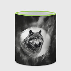 Кружка 3D Голова серого волка, цвет: 3D-светло-зеленый кант — фото 2
