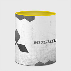 Кружка 3D Mitsubishi - white gradient по-горизонтали, цвет: 3D-белый + желтый — фото 2