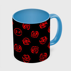 Кружка 3D Twenty one pilots rose pattern, цвет: 3D-белый + небесно-голубой