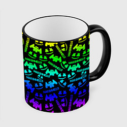 Кружка 3D Marshmello neon steel pattern, цвет: 3D-черный кант