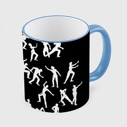 Кружка 3D Silhouettes of moving people, цвет: 3D-небесно-голубой кант