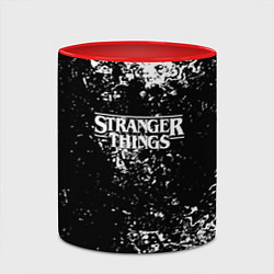 Кружка 3D Stranger things брызги красок, цвет: 3D-белый + красный — фото 2