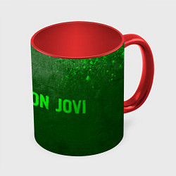 Кружка 3D Bon Jovi - green gradient по-горизонтали, цвет: 3D-белый + красный