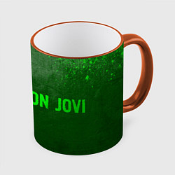 Кружка 3D Bon Jovi - green gradient по-горизонтали, цвет: 3D-оранжевый кант