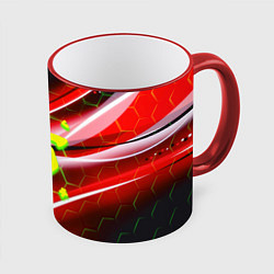 Кружка 3D Doom кислотное лого броня, цвет: 3D-красный кант
