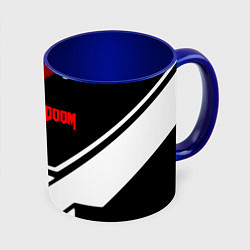 Кружка 3D Doom steel geometry, цвет: 3D-белый + синий