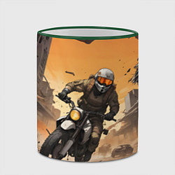 Кружка 3D Байкер в движении, цвет: 3D-зеленый кант — фото 2