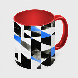 Кружка 3D Black and blue abstraction on a white background, цвет: 3D-белый + красный