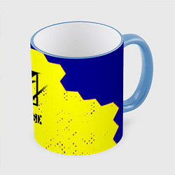 Кружка 3D Rainbow six hexagon steel, цвет: 3D-небесно-голубой кант