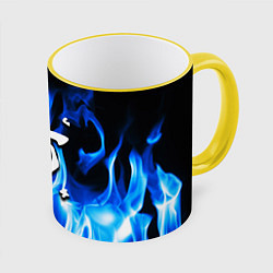 Кружка 3D Doom fire logo steel, цвет: 3D-желтый кант