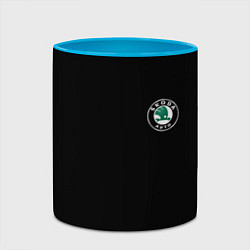 Кружка 3D Skoda logo auto, цвет: 3D-белый + небесно-голубой — фото 2