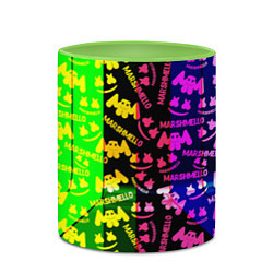 Кружка 3D Marshmello pattern neon steel, цвет: 3D-белый + светло-зеленый — фото 2