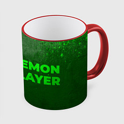 Кружка 3D Demon Slayer - green gradient по-горизонтали, цвет: 3D-красный кант