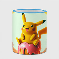 Кружка 3D Пикачу сидит на мороженом в пустыне, цвет: 3D-небесно-голубой кант — фото 2