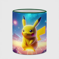 Кружка 3D Funny Pikachu - vaporwave, цвет: 3D-зеленый кант — фото 2